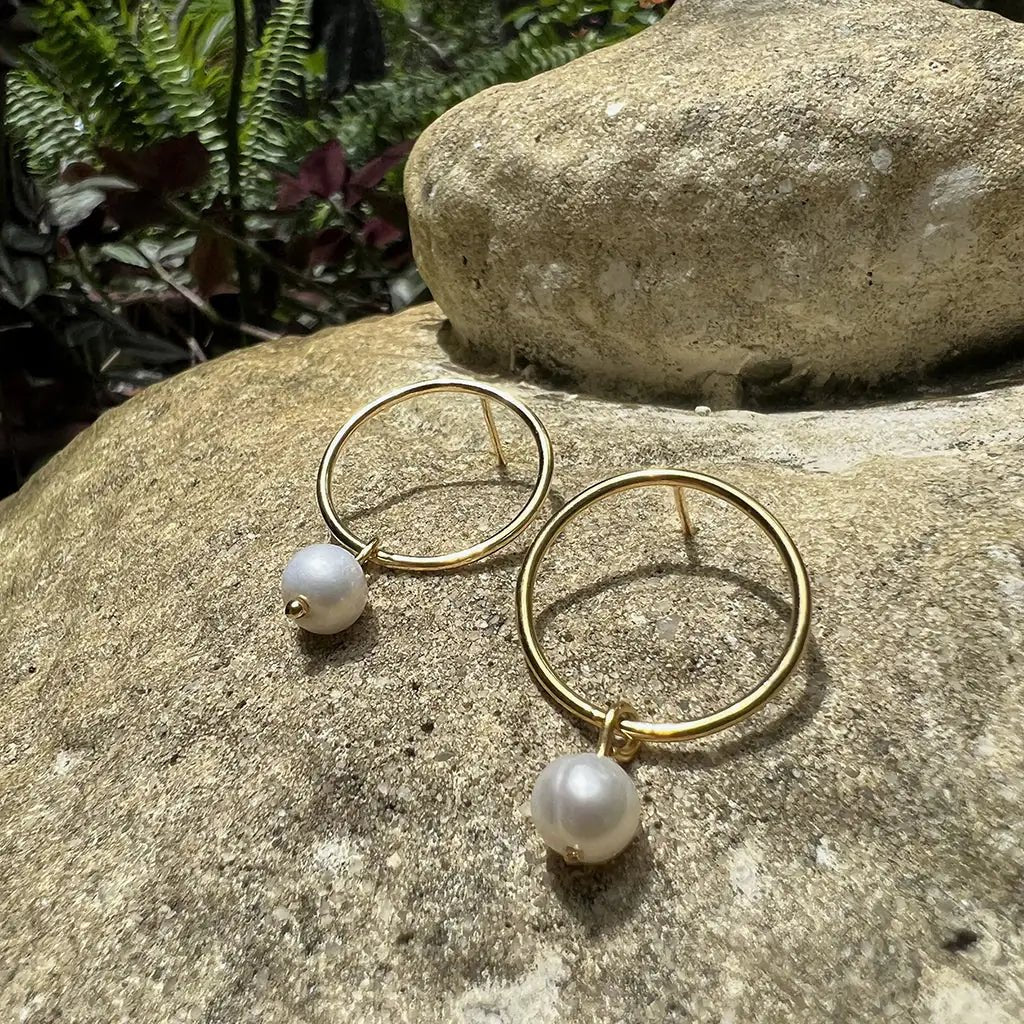 Circle Freshwater Pearl Earrings | | Elegant Emulations Jewelry USA