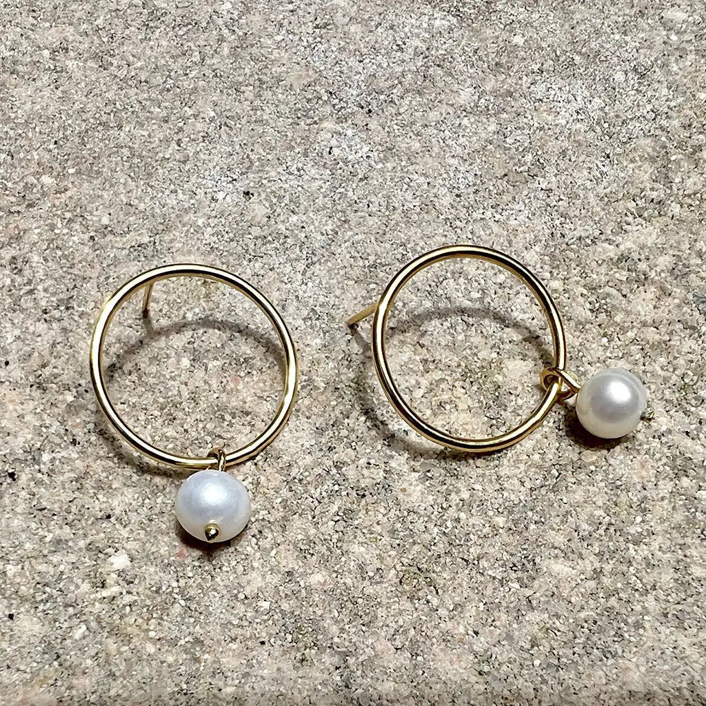 Circle Freshwater Pearl Earrings | | Elegant Emulations Jewelry USA