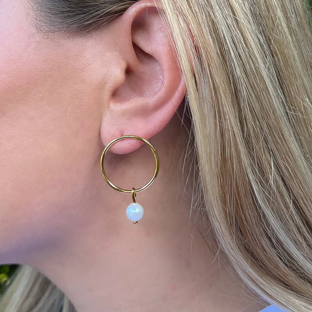 Circle Freshwater Pearl Earrings | | Elegant Emulations Jewelry USA