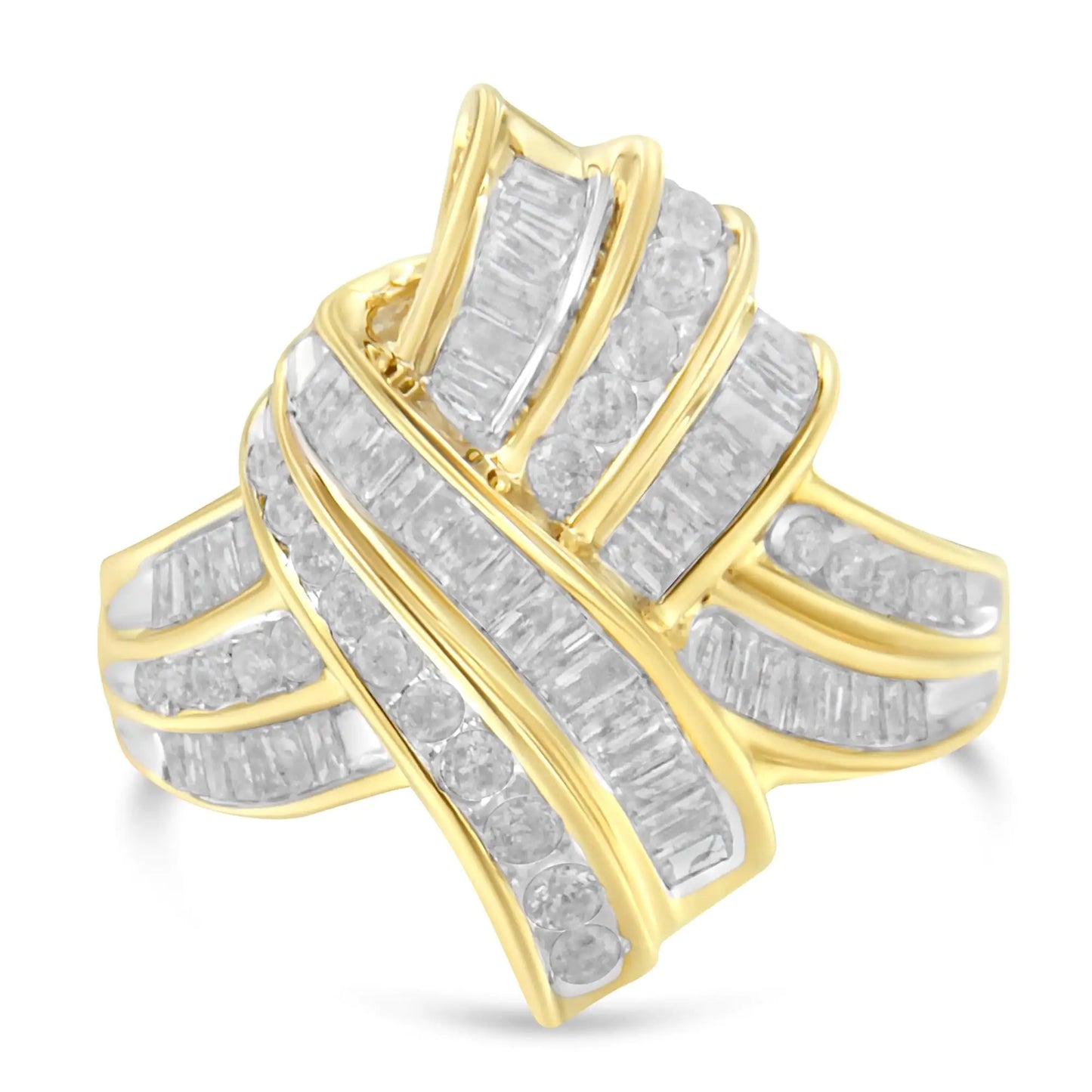 10K Yellow Gold Sterling Silver Diamond Knot Ring