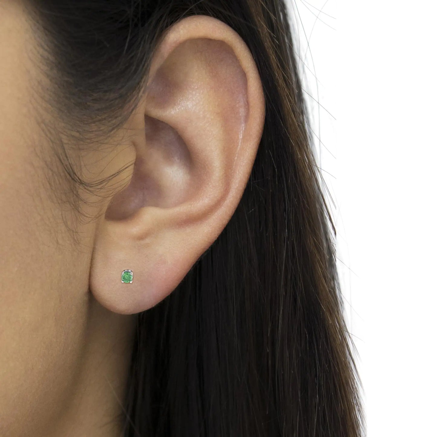 925 Sterling Silver Green Diamond Stud Earrings – 1/4 CTW