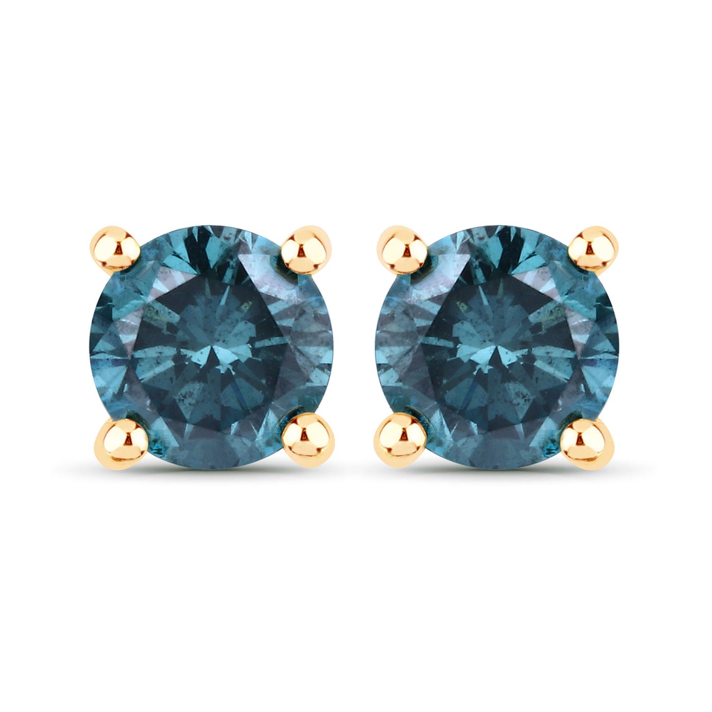 0.63 Carat Genuine Blue Diamond 14K Yellow Gold Earrings - Elegant Emulations