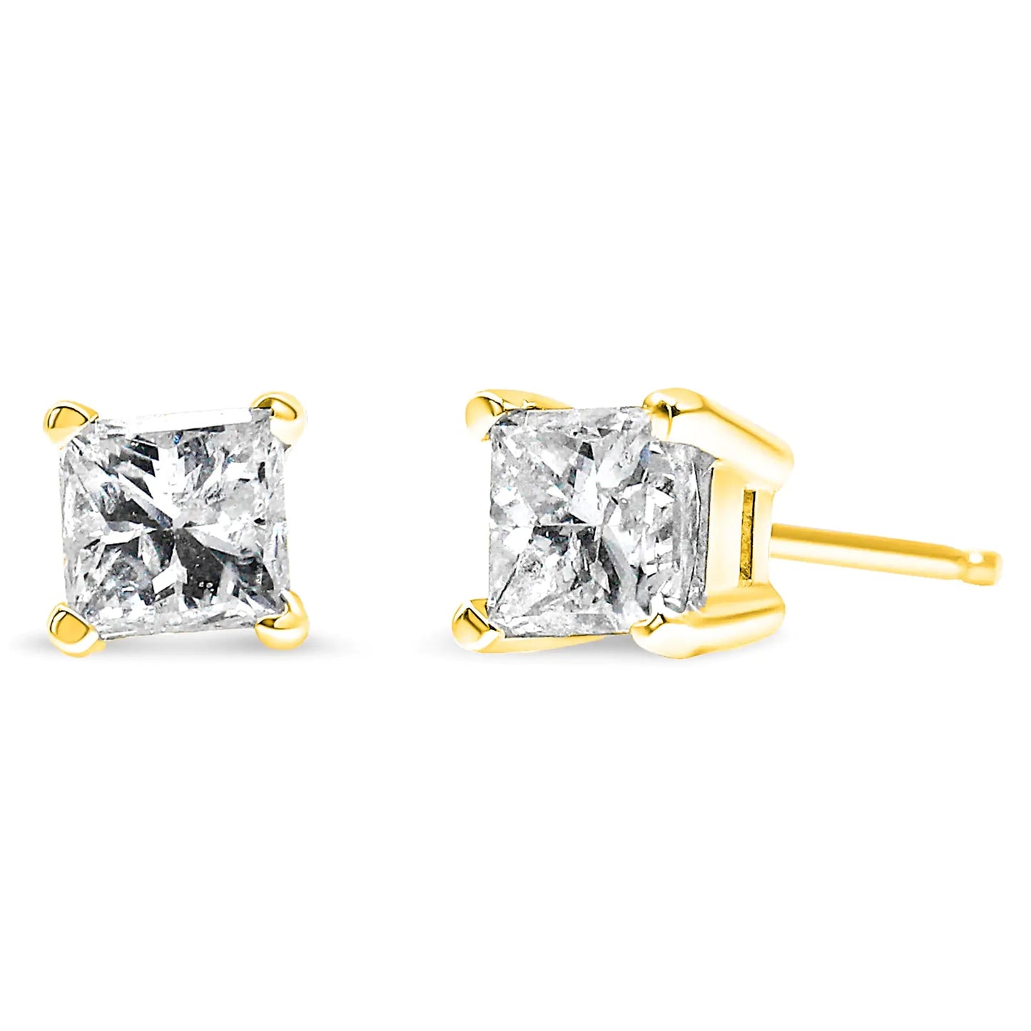 Elegant 14K Gold 1/4 Cttw Princess - Cut Diamond Studs (H - I, I1 - I2) | Earrings | Elegant Emulations Jewelry USA