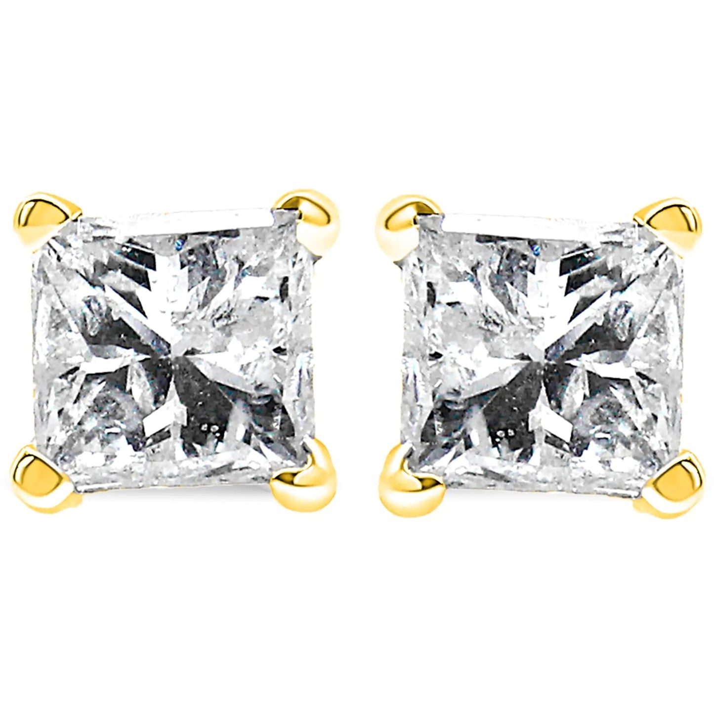 Elegant 14K Gold 1/4 Cttw Princess - Cut Diamond Studs (H - I, I1 - I2) | Earrings | Elegant Emulations Jewelry USA