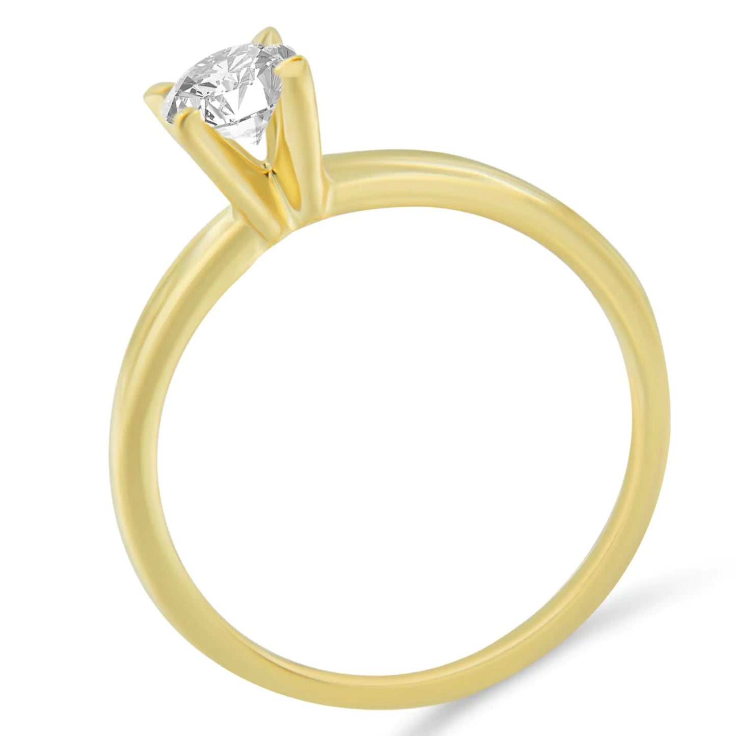 GIA Certified 14k Gold 1/2 Cttw Diamond Solitaire Engagement Ring (H Color, SI1 Clarity) - Elegant Emulations