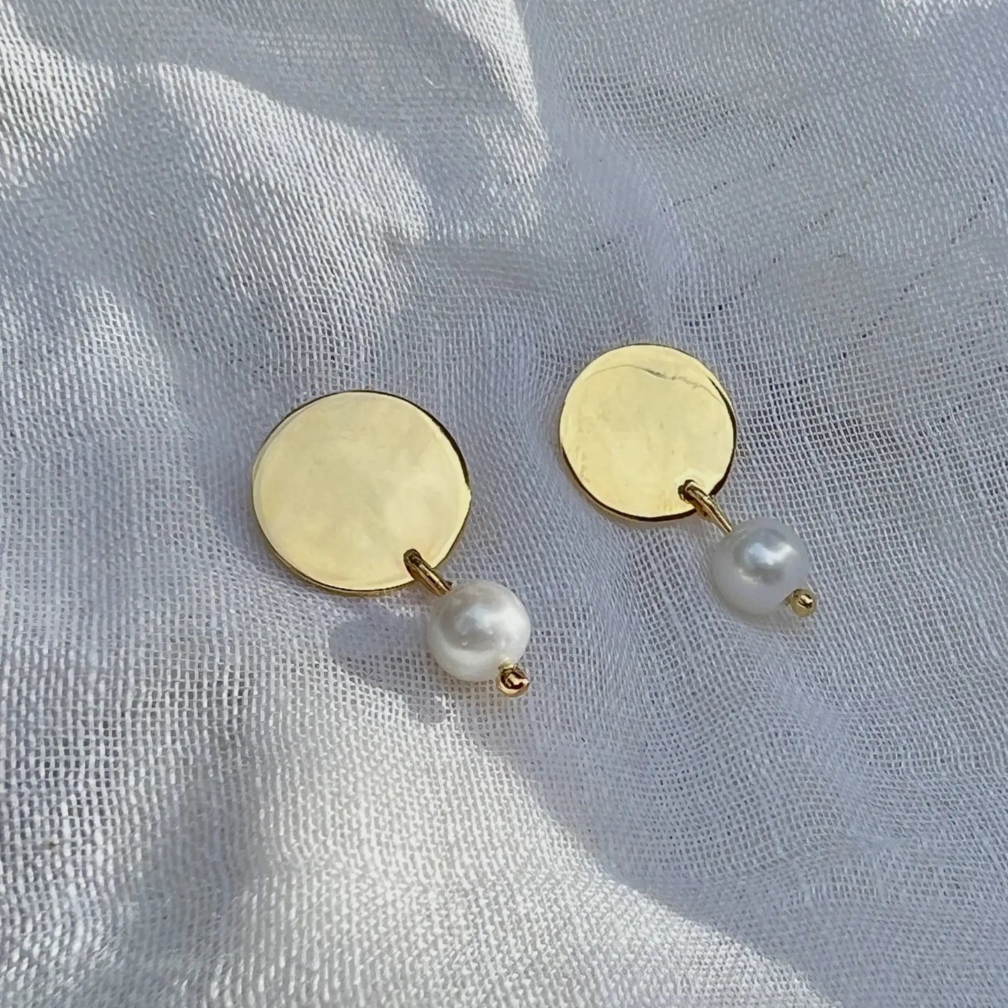 Freshwater Pearl Disc Earrings | | Elegant Emulations Jewelry USA