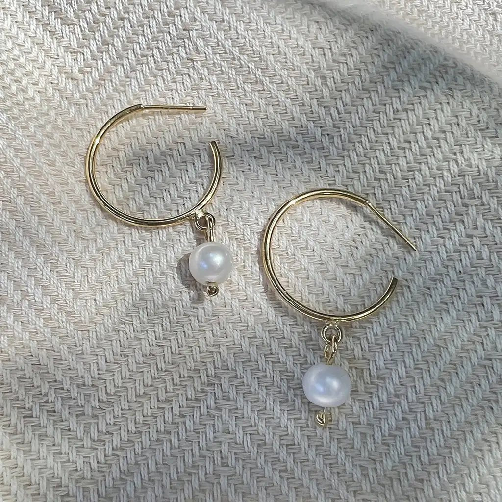 Freshwater Pearl Hoop Earrings | | Elegant Emulations Jewelry USA