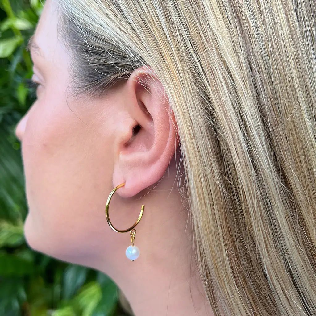 Freshwater Pearl Hoop Earrings | | Elegant Emulations Jewelry USA