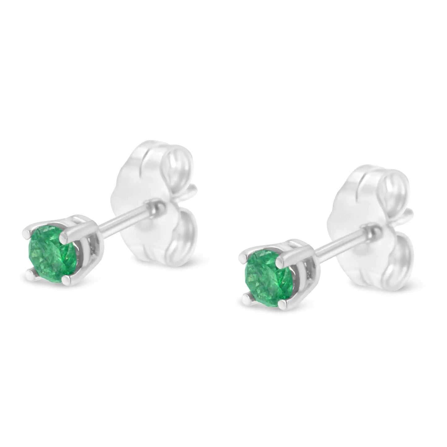 925 Sterling Silver Green Diamond Stud Earrings – 1/4 CTW