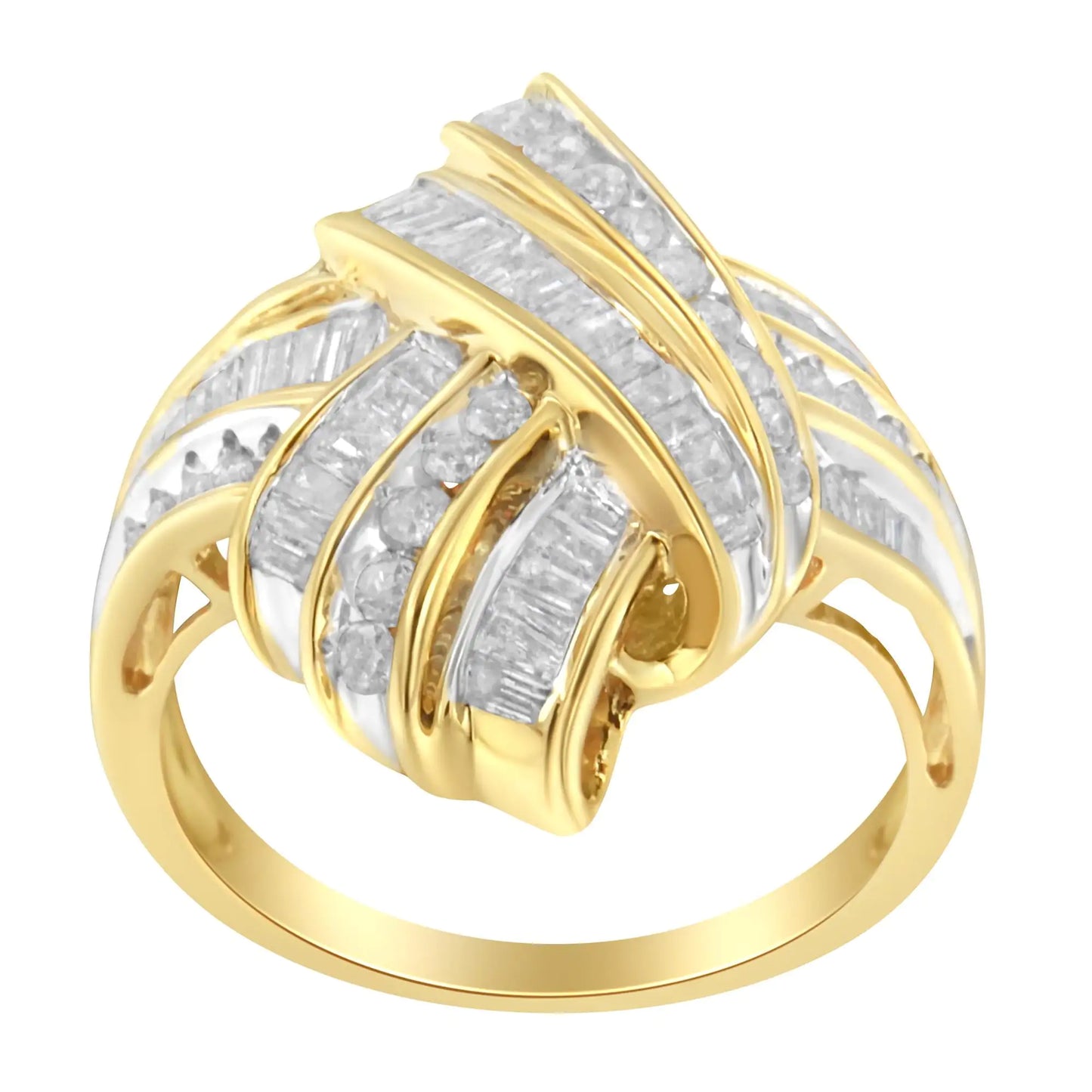 10K Yellow Gold Sterling Silver Diamond Knot Ring