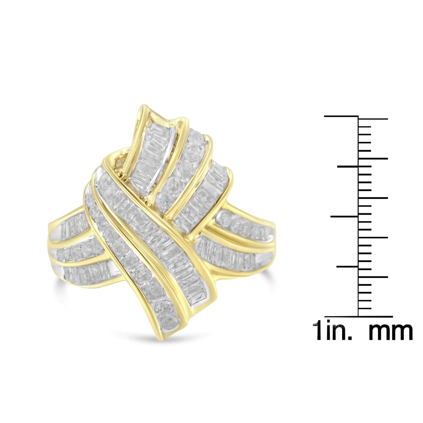 10K Yellow Gold Sterling Silver Diamond Knot Ring