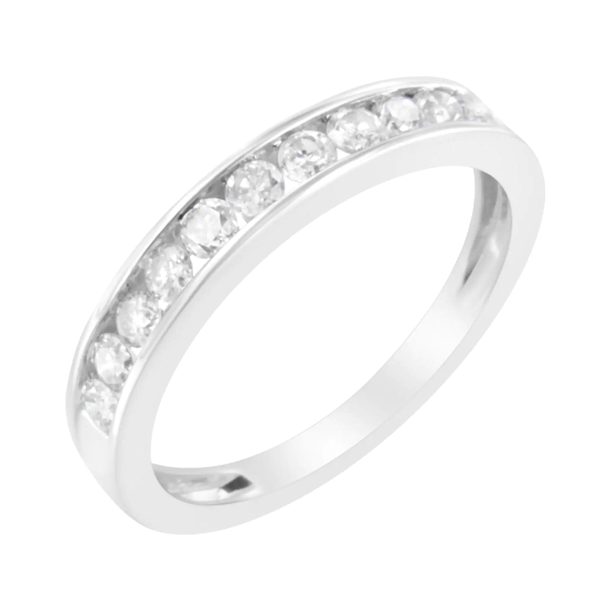 IGI Certified 1/2 Cttw Diamond 10K White Gold Channel Set Band Style Ring (J - K Color, I2 - I3 Clarity) | | Elegant Emulations Jewelry USA