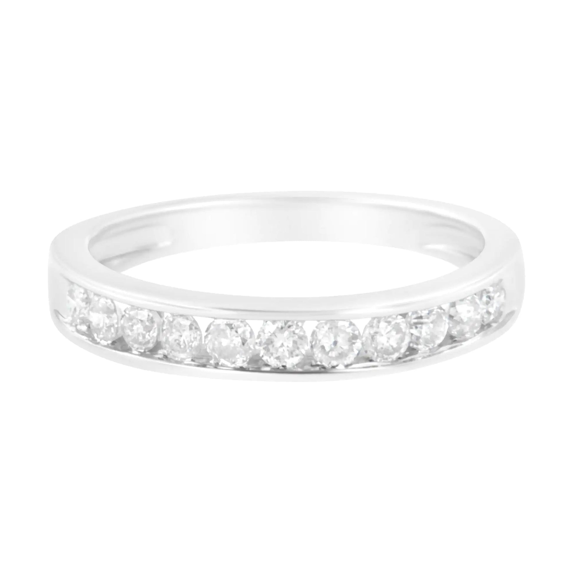 IGI Certified 1/2 Cttw Diamond 10K White Gold Channel Set Band Style Ring (J - K Color, I2 - I3 Clarity) | | Elegant Emulations Jewelry USA