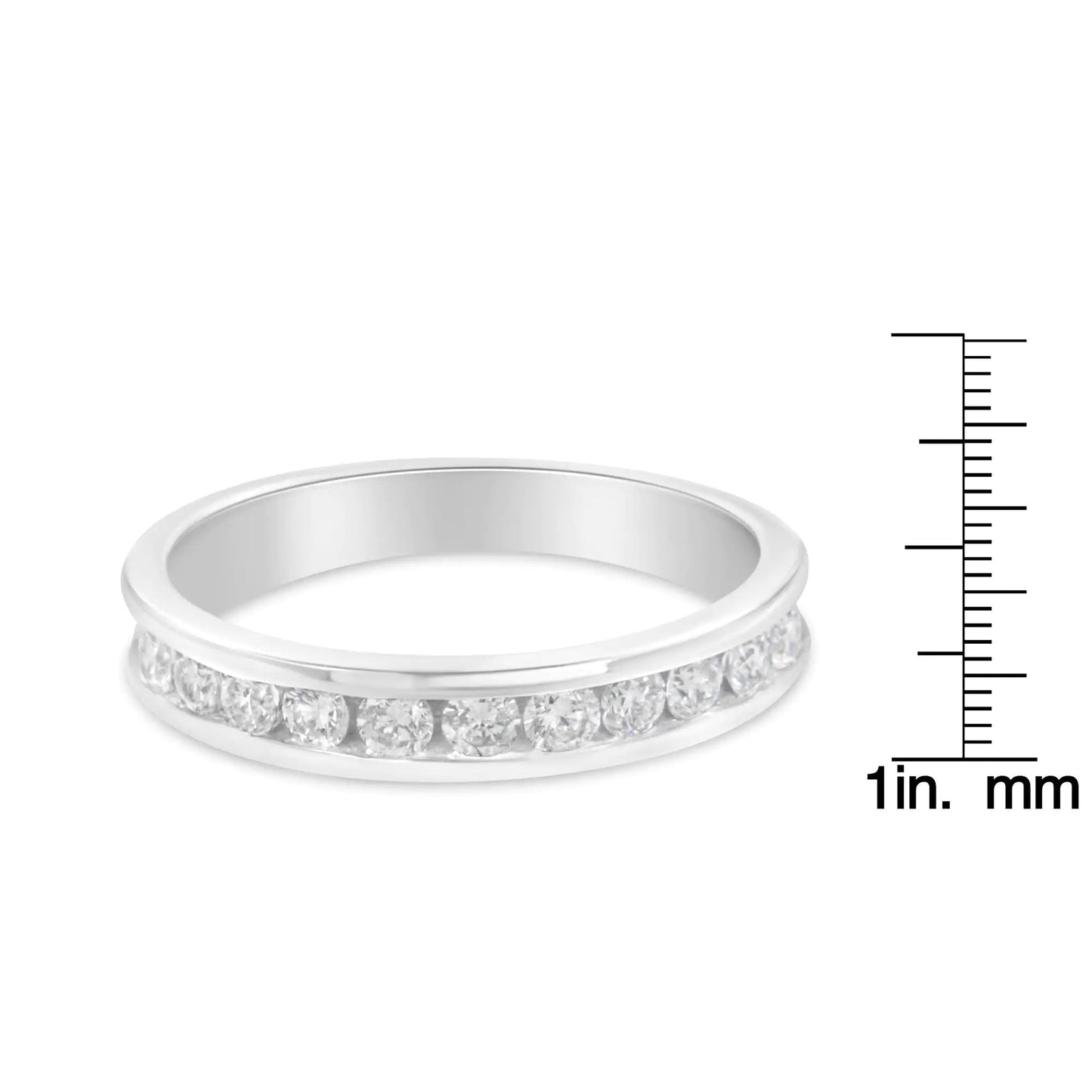 IGI Certified 1/2 Cttw Round Brilliant Cut Diamond 18K White Gold Channel Set Eternity Style Wedding Band Ring (H - I Color, I1 - I2 Clarity) | | Elegant Emulations Jewelry USA
