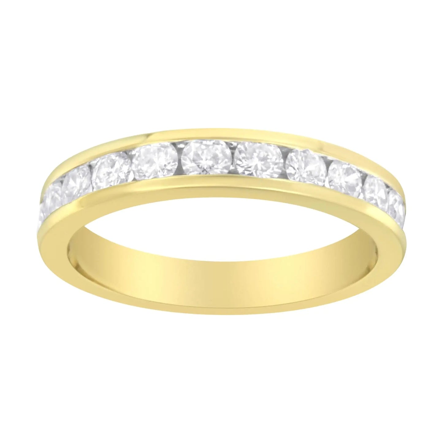 IGI Certified 18K Yellow Gold 1.0 Cttw Channel Set Round - Cut Diamond 11 Stone Anniversary/Wedding Band Ring (I - J Color, I1 - I2 Clarity) | | Elegant Emulations Jewelry USA