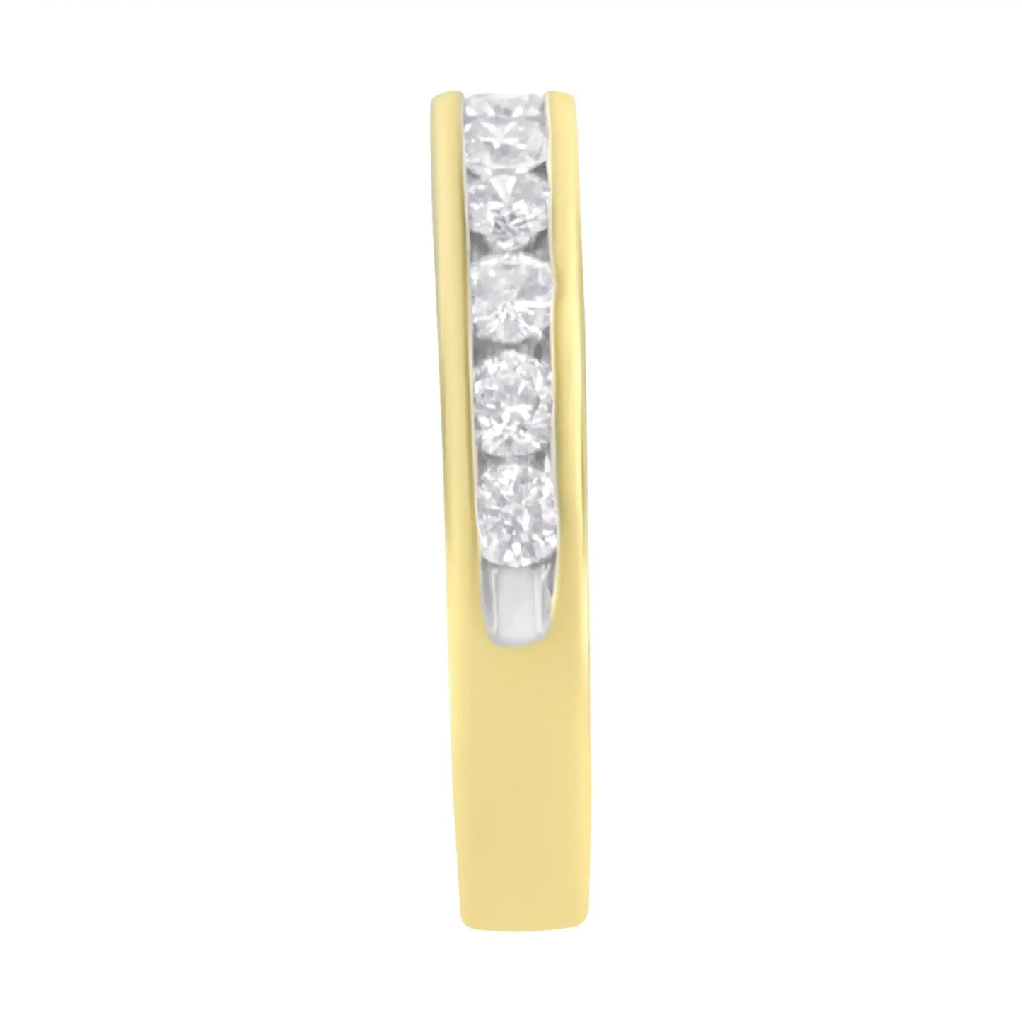 IGI Certified 18K Yellow Gold 1.0 Cttw Channel Set Round - Cut Diamond 11 Stone Anniversary/Wedding Band Ring (I - J Color, I1 - I2 Clarity) | | Elegant Emulations Jewelry USA