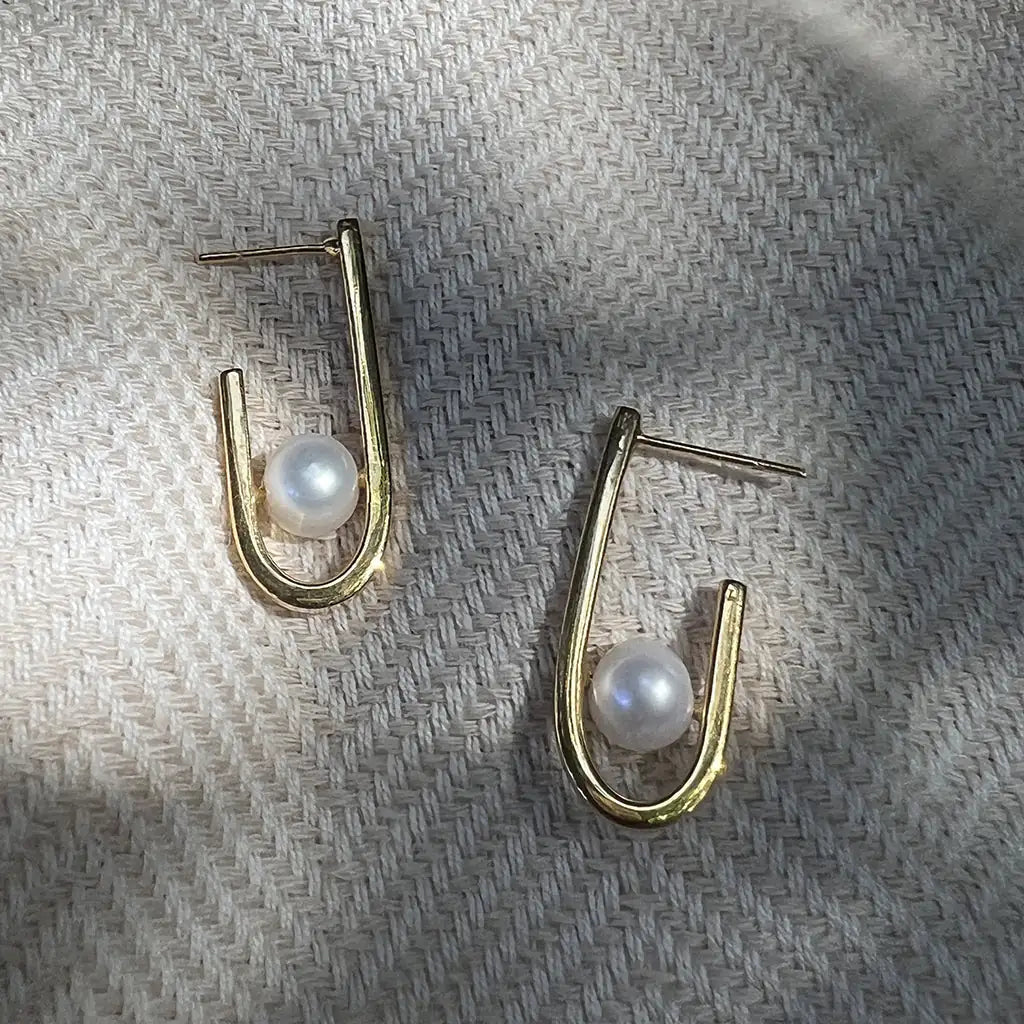 J Hoop Freshwater Pearl Earrings | | Elegant Emulations Jewelry USA