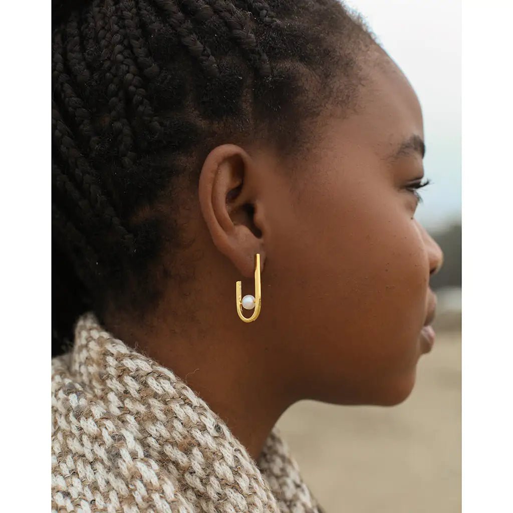 J Hoop Freshwater Pearl Earrings | | Elegant Emulations Jewelry USA