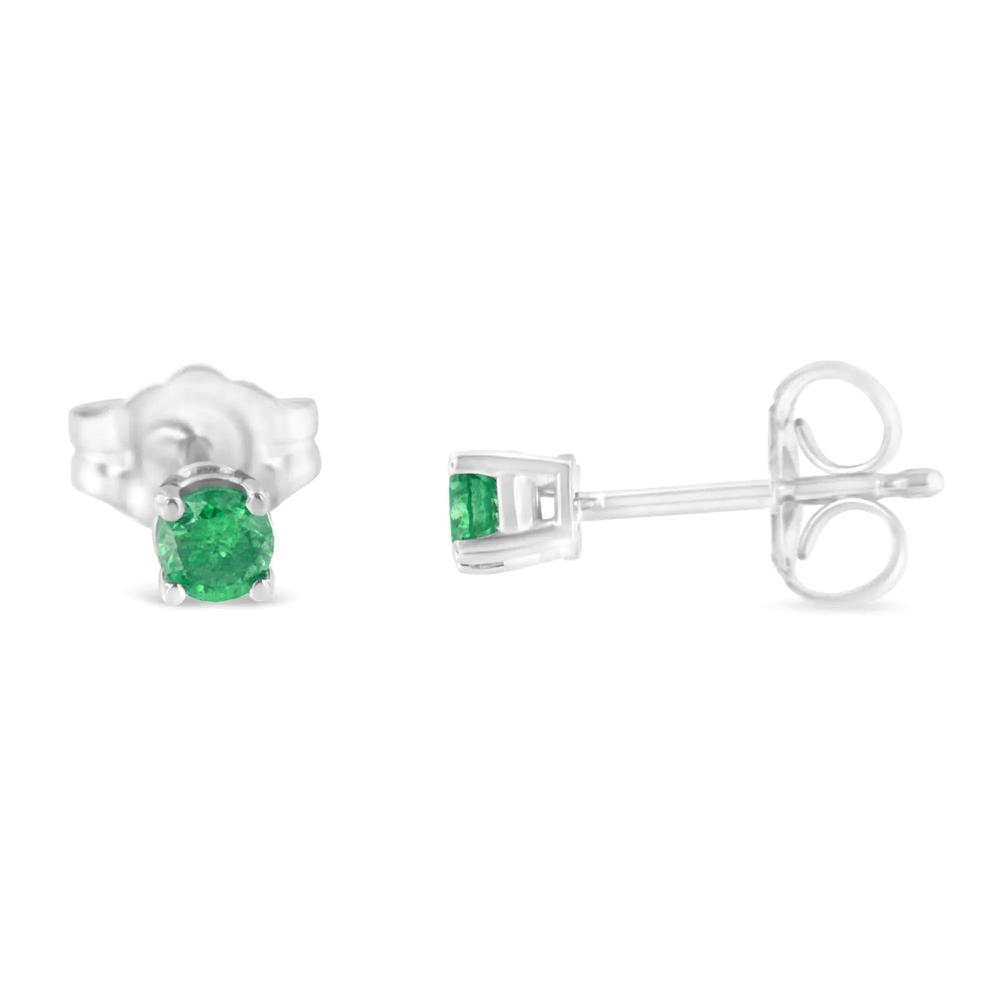 925 Sterling Silver Green Diamond Stud Earrings – 1/4 CTW