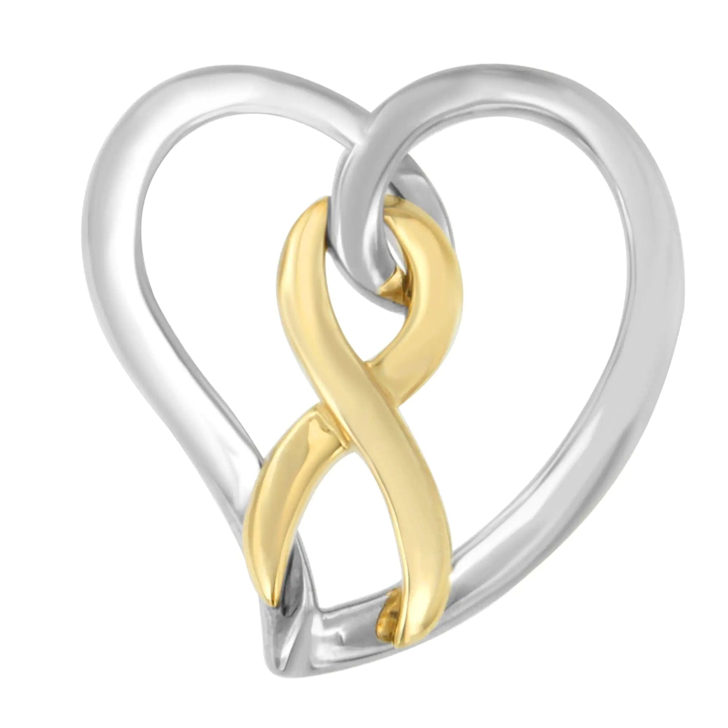 14K Gold-Silver Heart & Bow Necklace