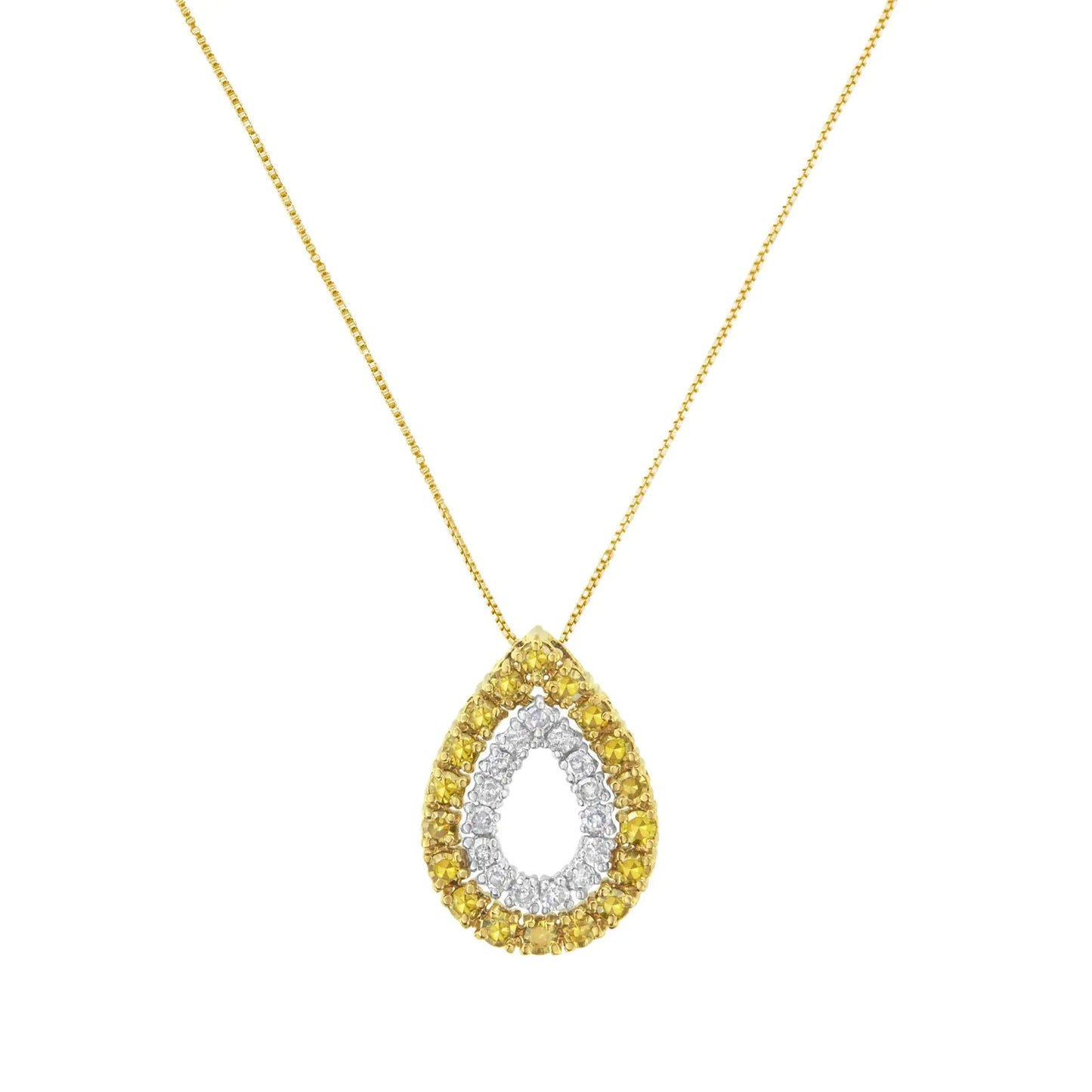 Golden Halo Pear Diamond Pendant Necklace
