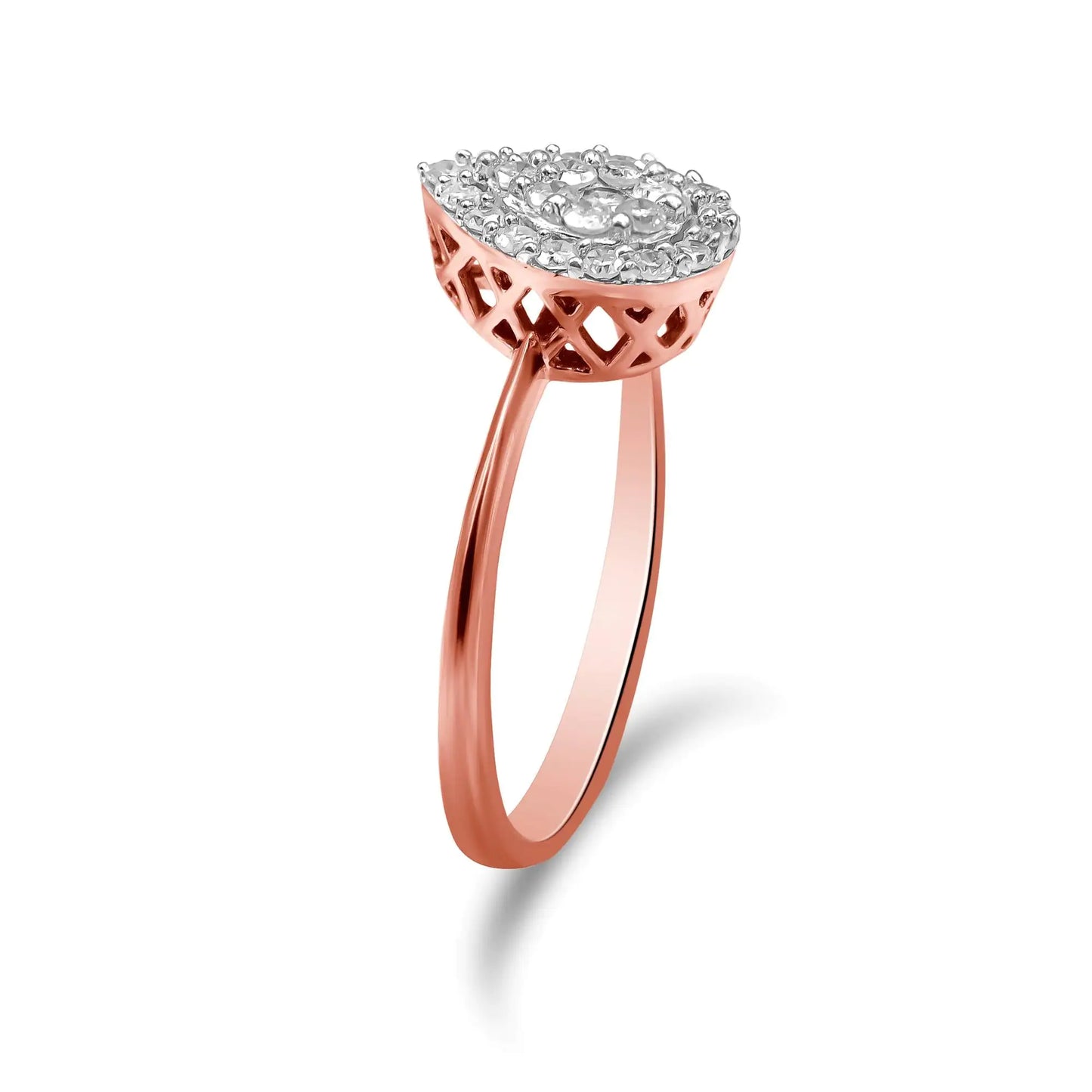 10K Rose Gold 3/8 Cttw Round-Cut Diamond Pear Promise Ring (I-J Color, I2-I3 Clarity) - Elegant Emulations