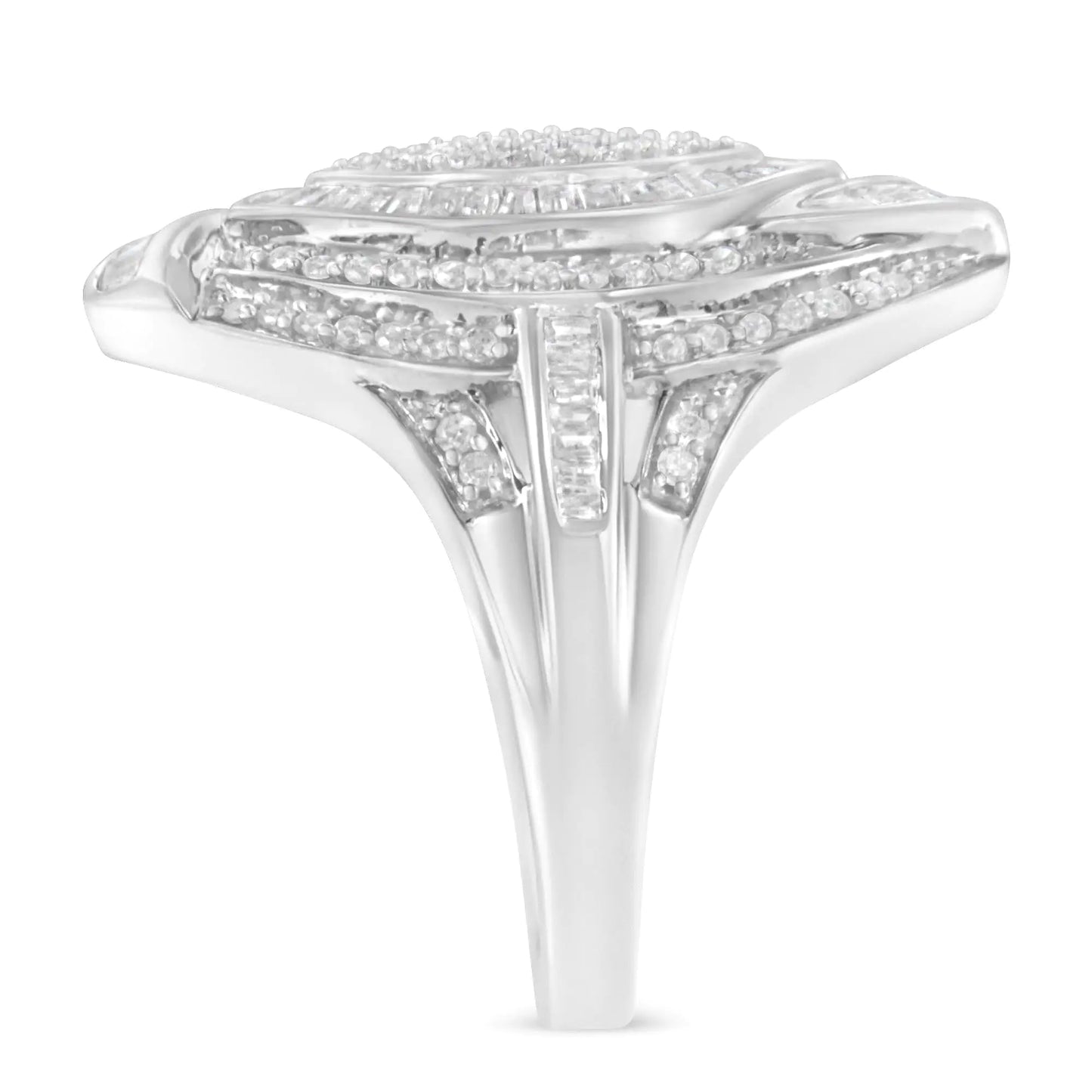 Sterling Silver Diamond Marquise Cocktail Ring – 1 1/8 CT