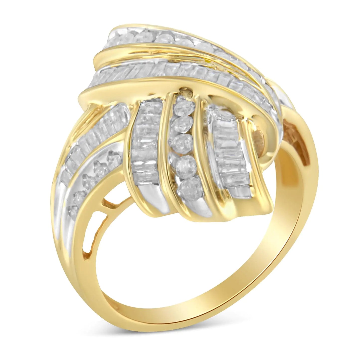 10K Yellow Gold Sterling Silver Diamond Knot Ring