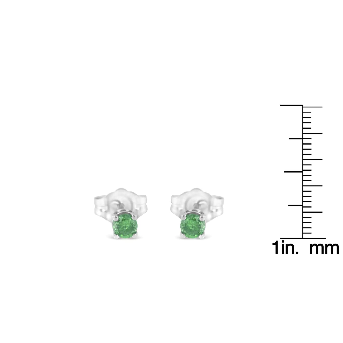 925 Sterling Silver Green Diamond Stud Earrings – 1/4 CTW
