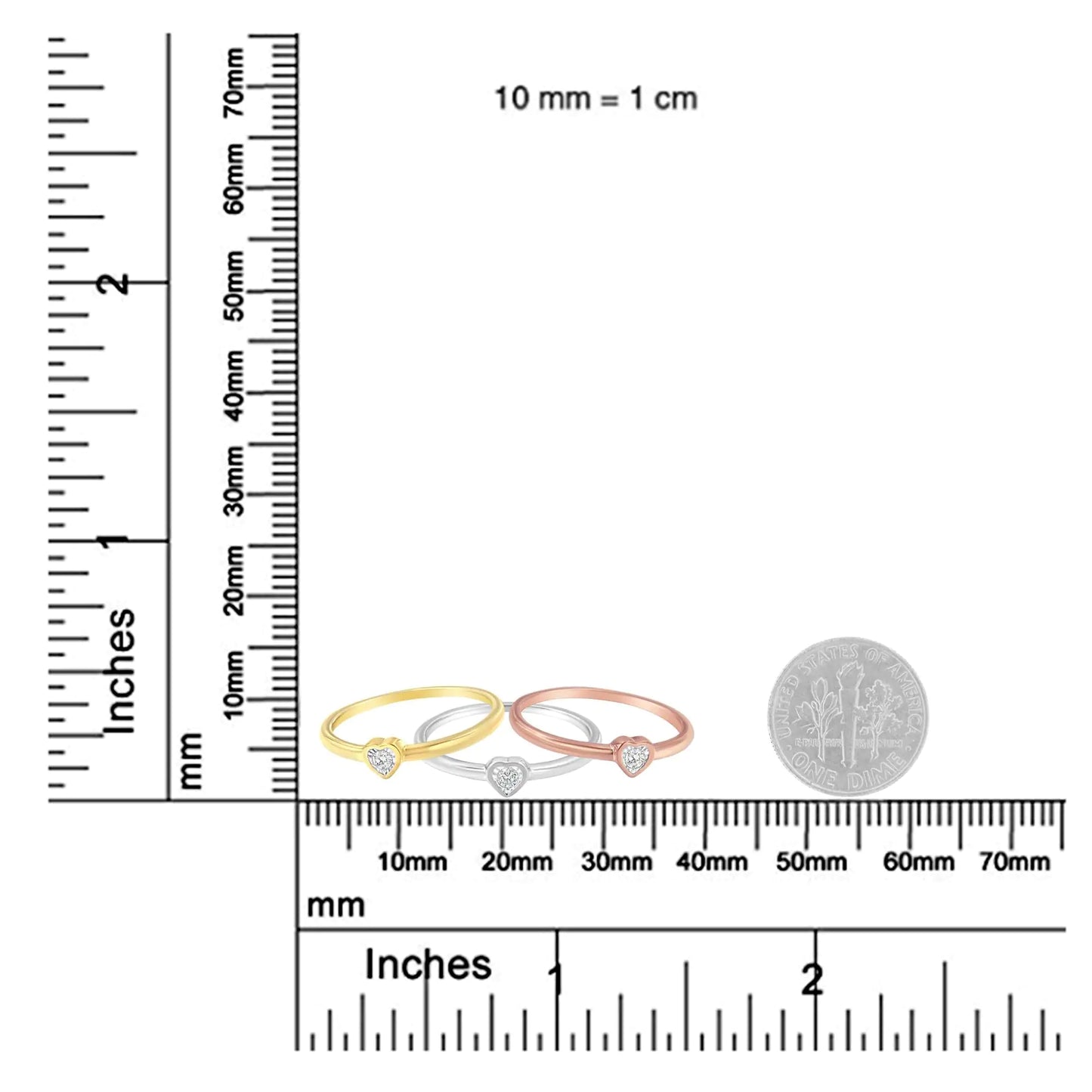 Sterling Silver Diamond Heart Stackable Rings Set