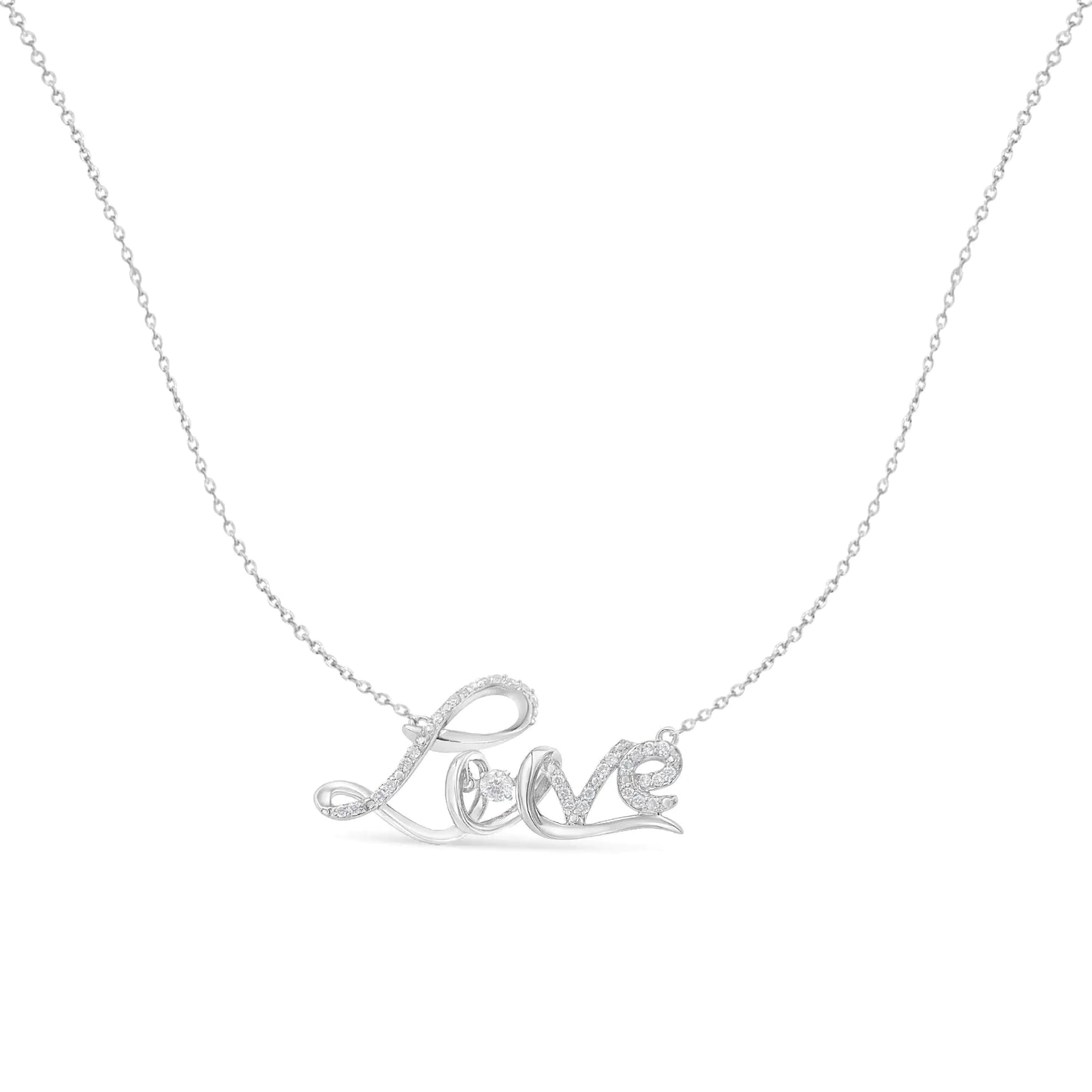 Sterling Silver Diamond Love Pendant Necklace