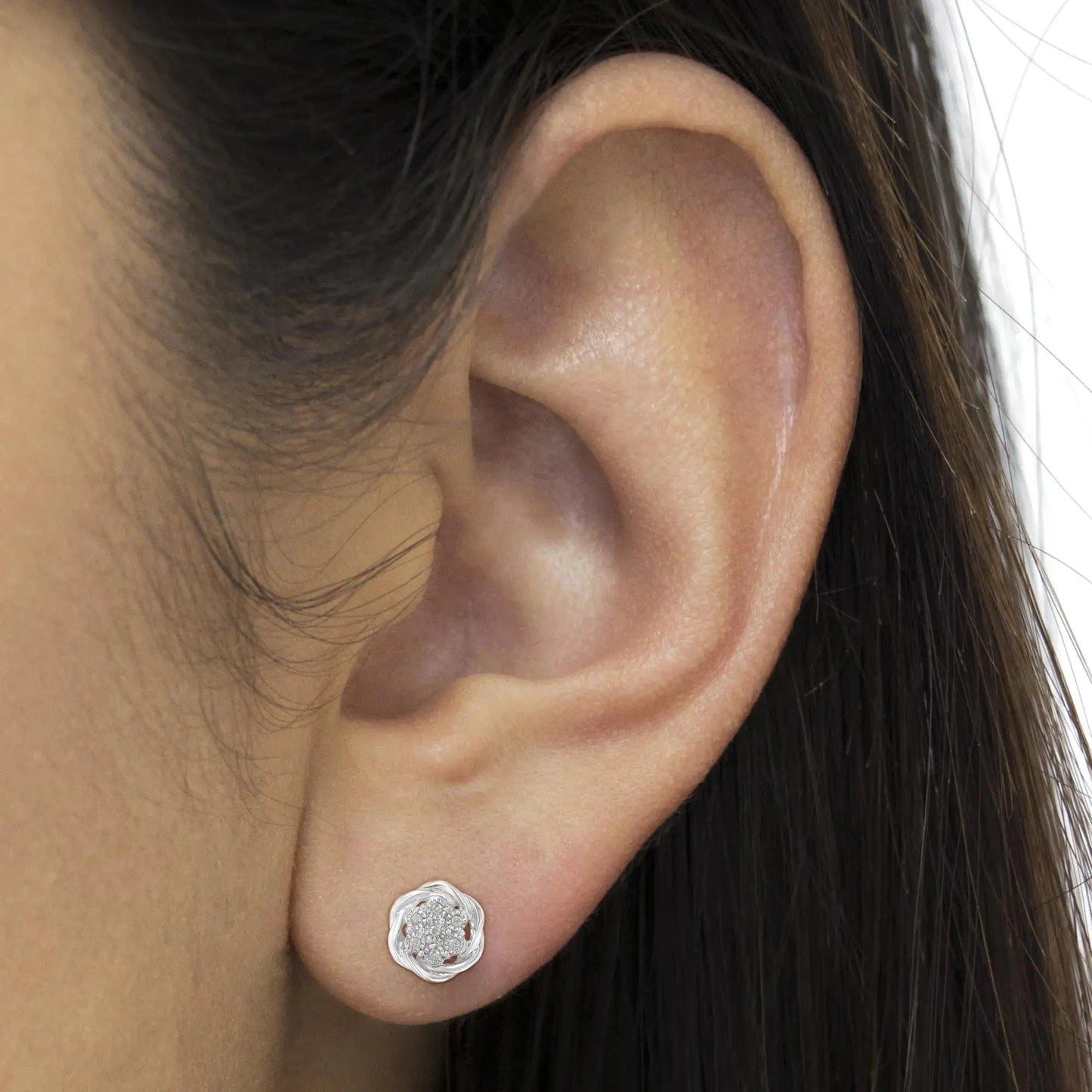 Silver Diamond Swirl Studs (1/6 cttw, I - J, I2 - 3) | Rings | Elegant Emulations Jewelry USA