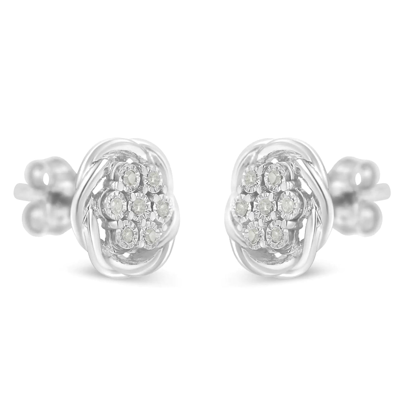 Silver Diamond Swirl Studs (1/6 cttw, I - J, I2 - 3) | Rings | Elegant Emulations Jewelry USA