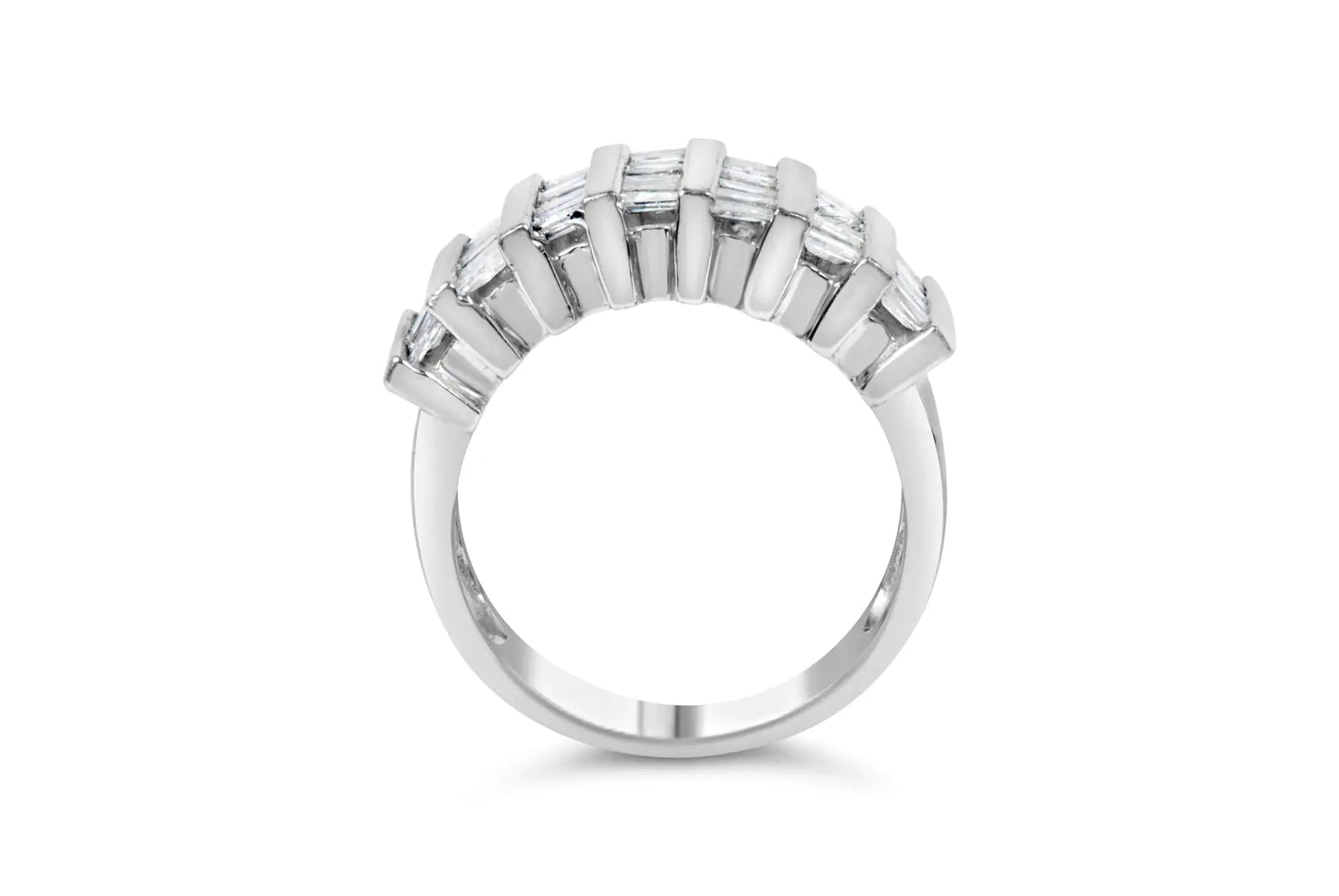 Sterling Silver 1ct Baguette Diamond Fluted Wedding Band