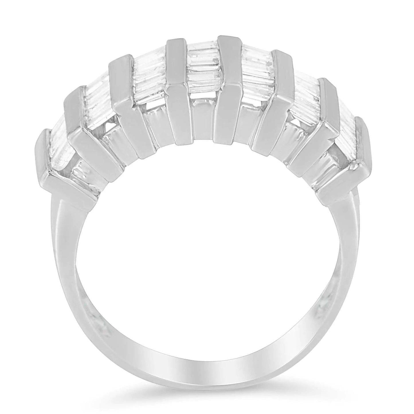 Sterling Silver 1ct Baguette Diamond Fluted Wedding Band | Rings | Elegant Emulations Jewelry USA