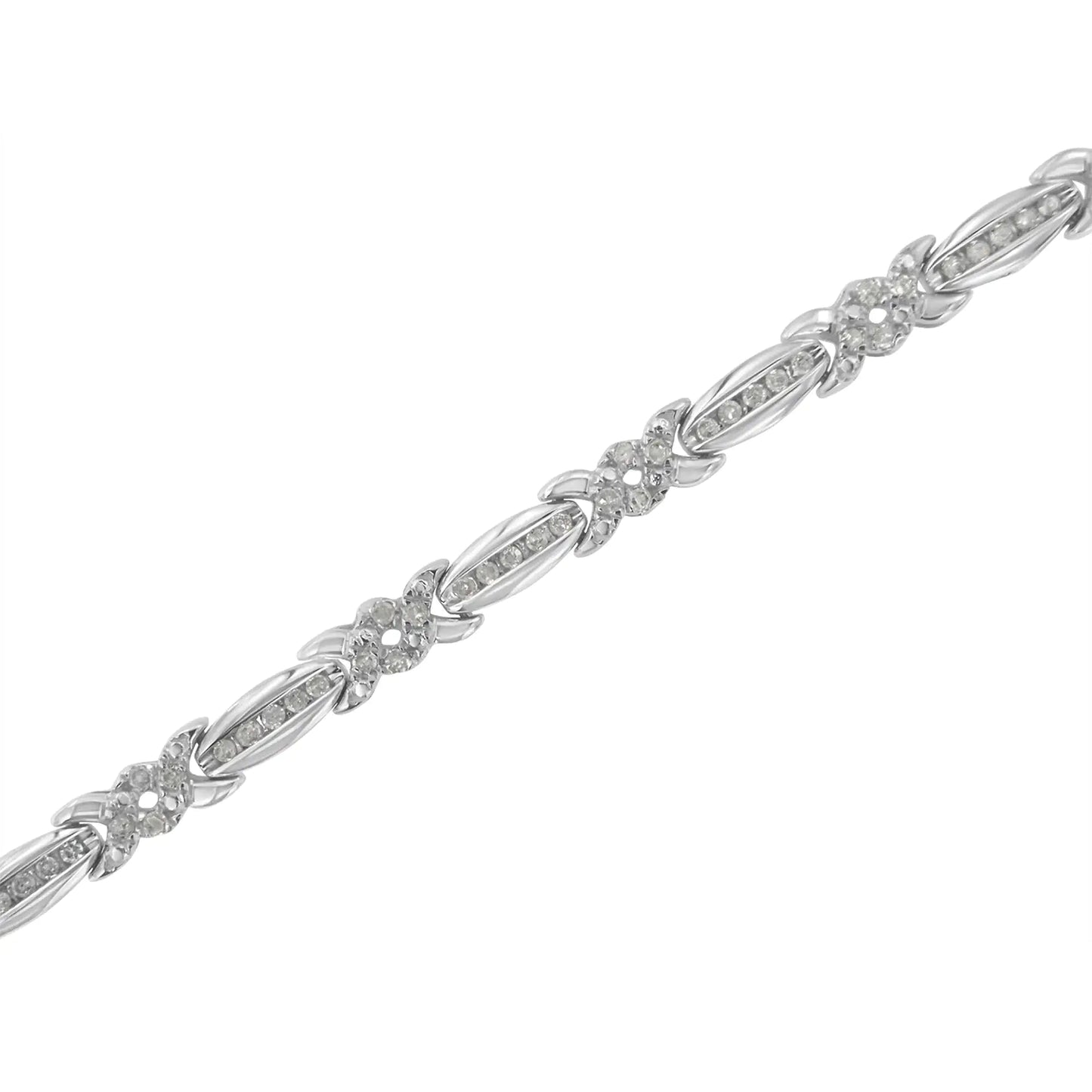 Sterling Silver Diamond Accent X - Link Bracelet | Bracelets | Elegant Emulations Jewelry USA
