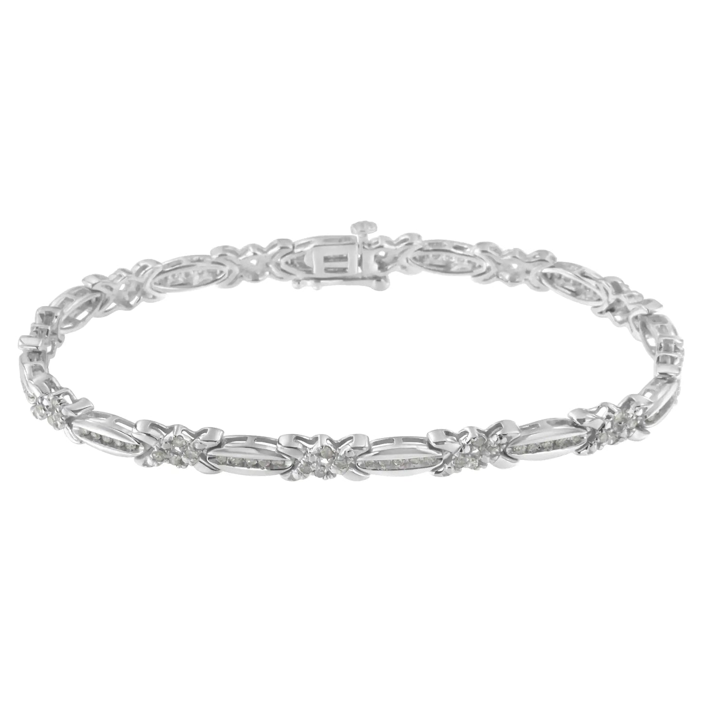Sterling Silver Diamond Accent X - Link Bracelet | Bracelets | Elegant Emulations Jewelry USA