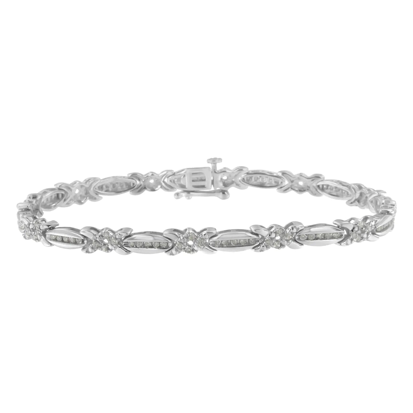 Sterling Silver Diamond Accent X - Link Bracelet | Bracelets | Elegant Emulations Jewelry USA