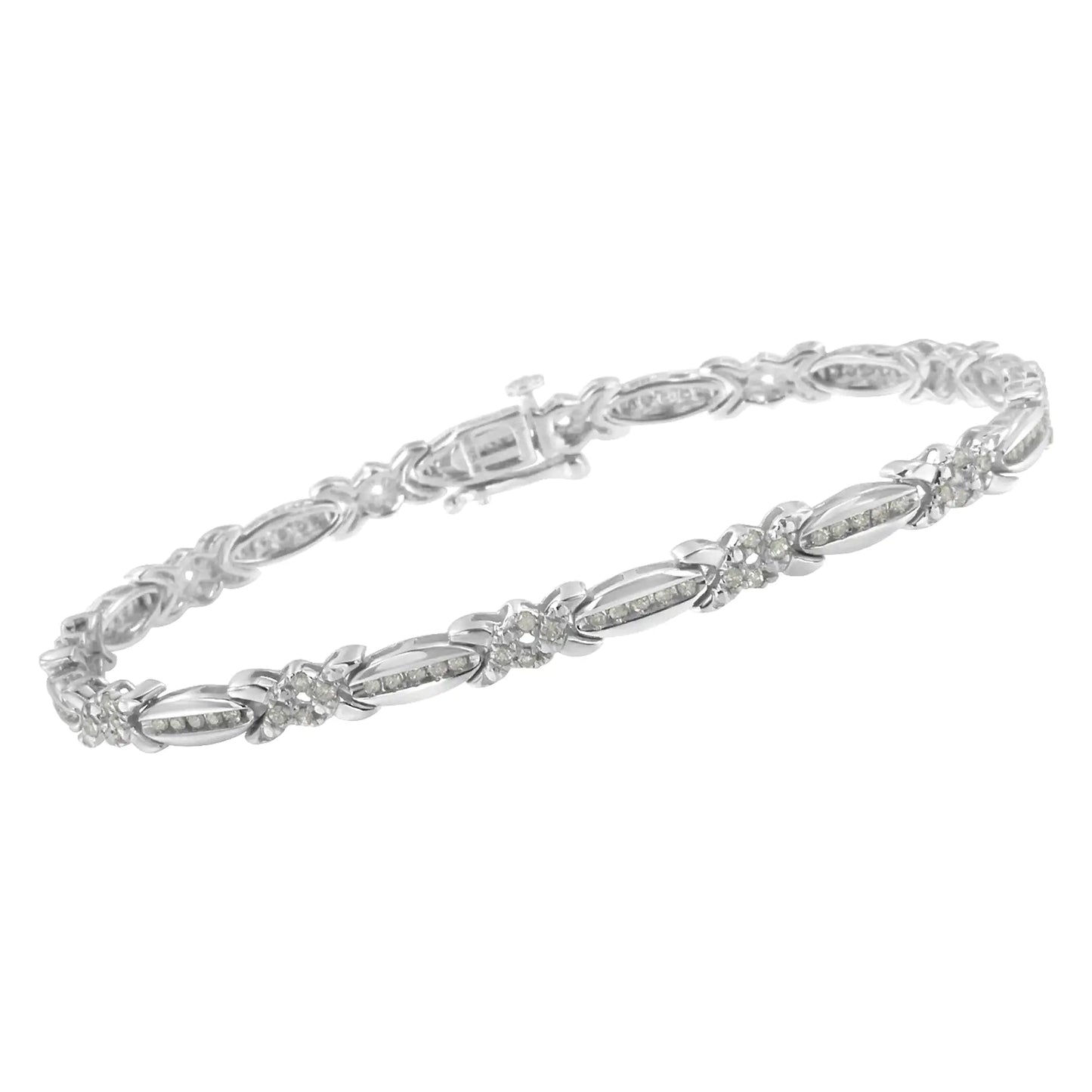 Sterling Silver Diamond Accent X - Link Bracelet | Bracelets | Elegant Emulations Jewelry USA