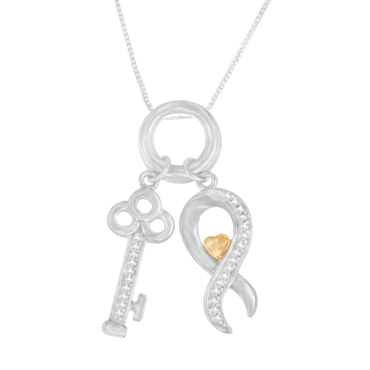 Sterling Silver Diamond Key Pendant Necklace | Necklace | Elegant Emulations Jewelry USA