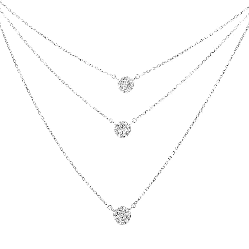 Triple Medallion Diamond Sterling Necklace | Necklace | Elegant Emulations Jewelry USA