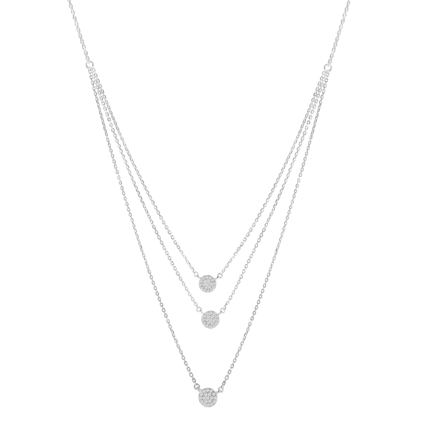 Triple Medallion Diamond Sterling Necklace | Necklace | Elegant Emulations Jewelry USA