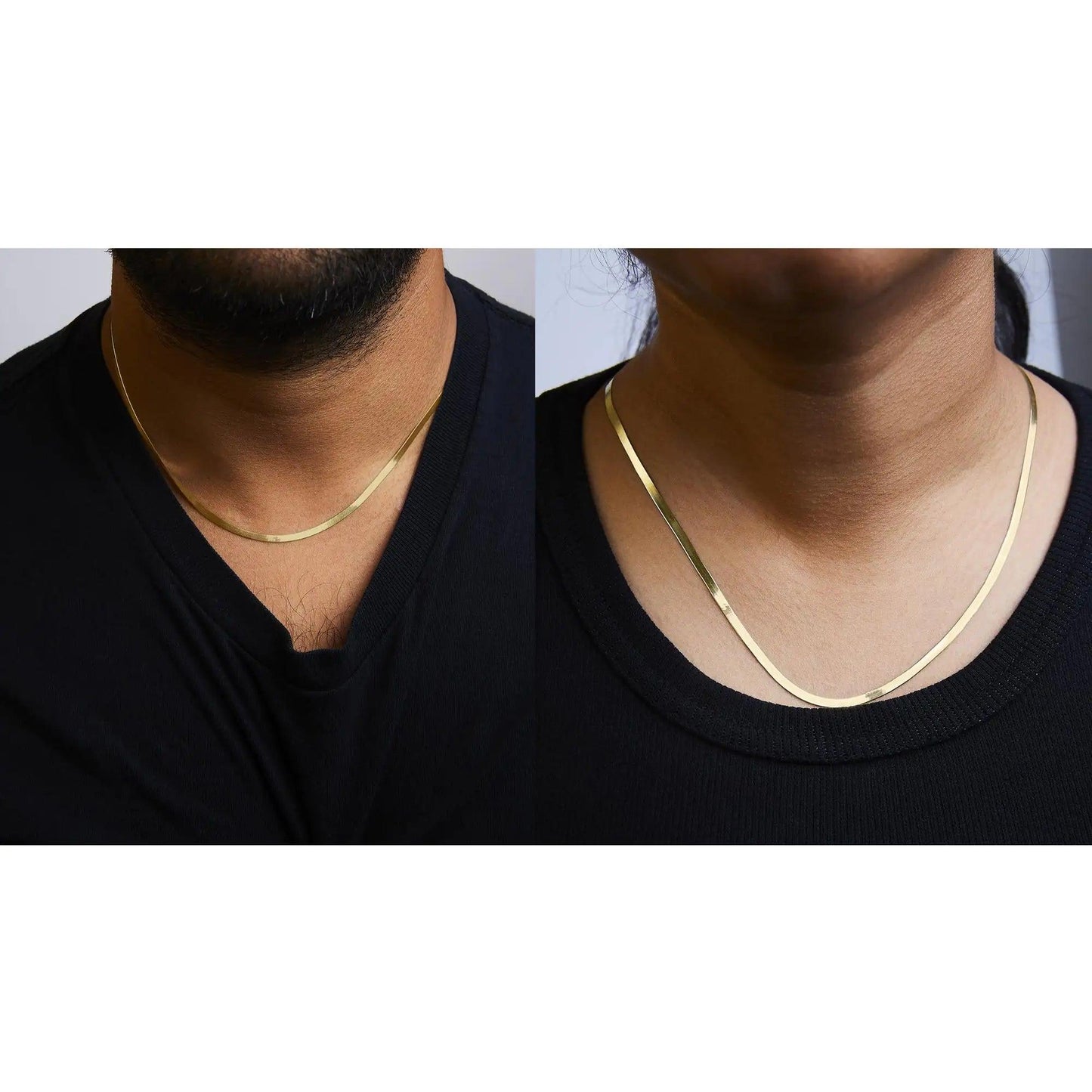 Unisex Solid 14K Gold 2.8mm Imperial Herringbone Chain Necklace | | Elegant Emulations Jewelry USA