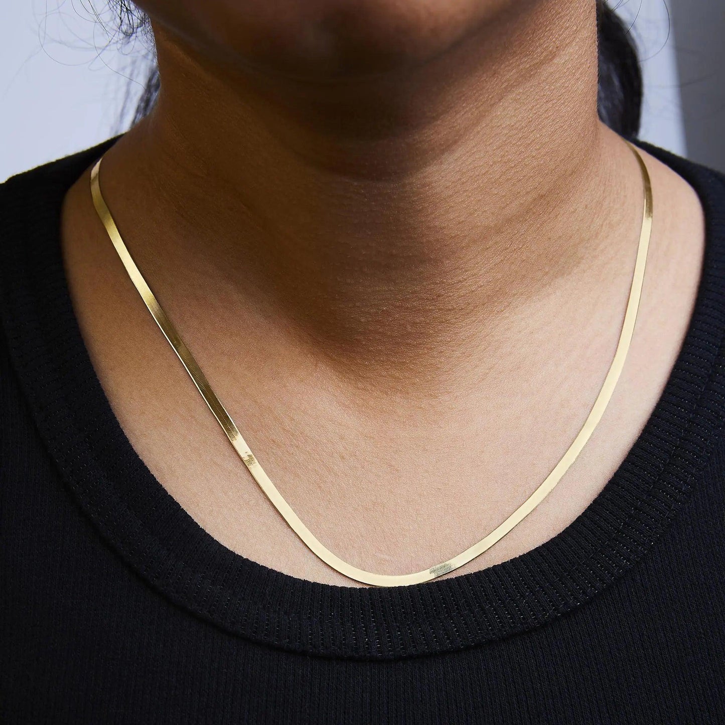 Unisex Solid 14K Gold 2.8mm Imperial Herringbone Chain Necklace | | Elegant Emulations Jewelry USA
