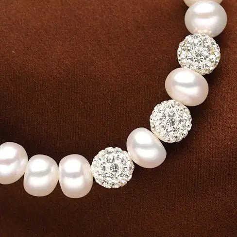 Venus Italian Pearl Bracelet - With 3 Crystal Moon Beads | | Elegant Emulations Jewelry USA