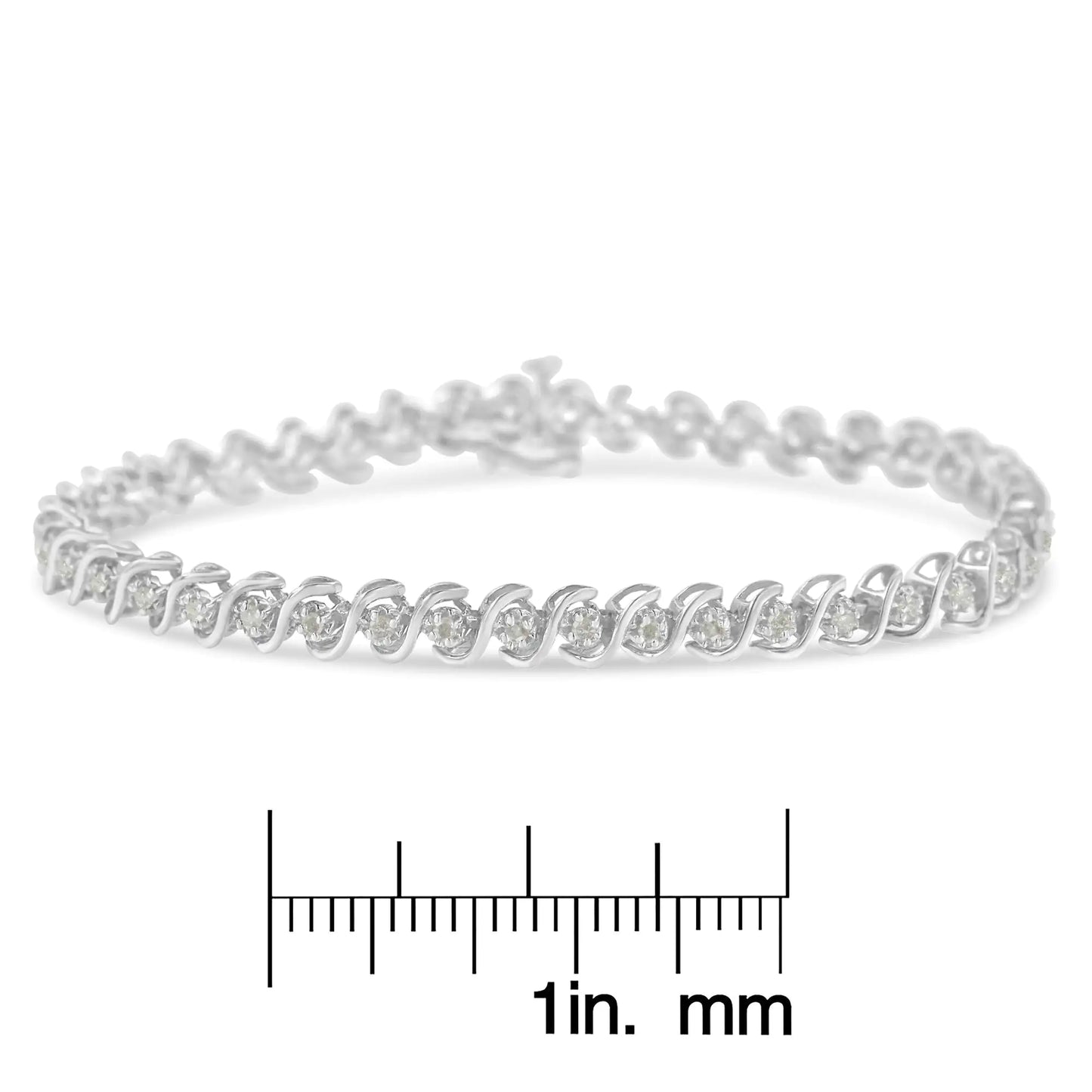 .925 Sterling Silver Round-Cut Diamond Tennis Bracelet