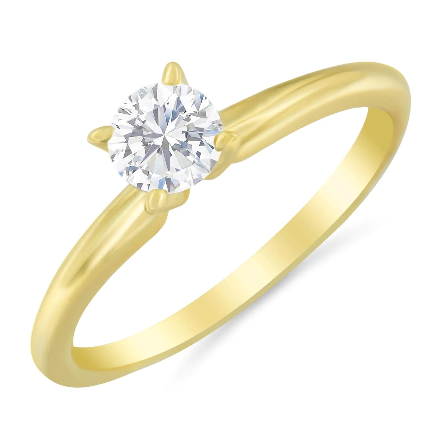 GIA Certified 14k Gold 1/2 Cttw Diamond Solitaire Engagement Ring (H Color, SI1 Clarity) - Elegant Emulations