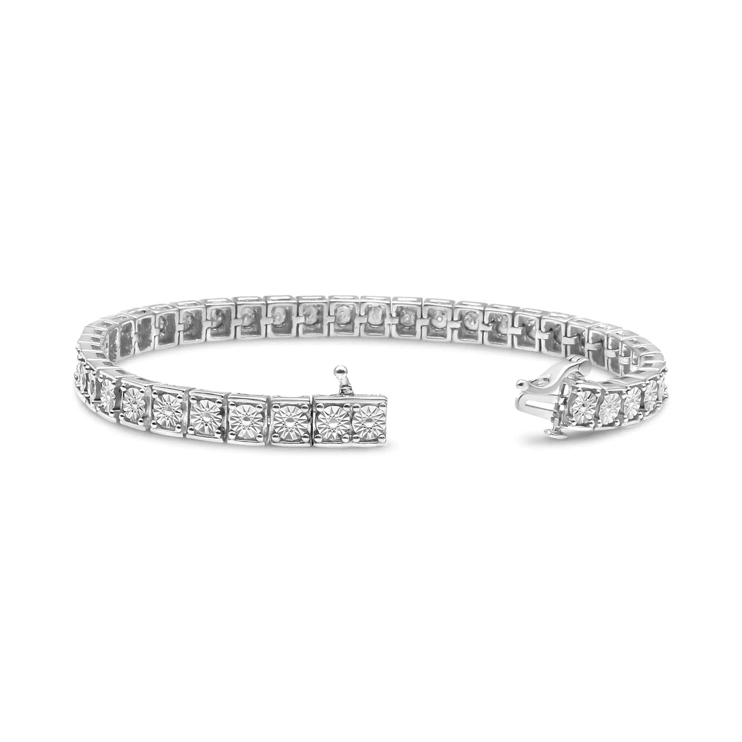 .925 Sterling Silver Diamond Tennis Bracelet - 1/4 Cttw