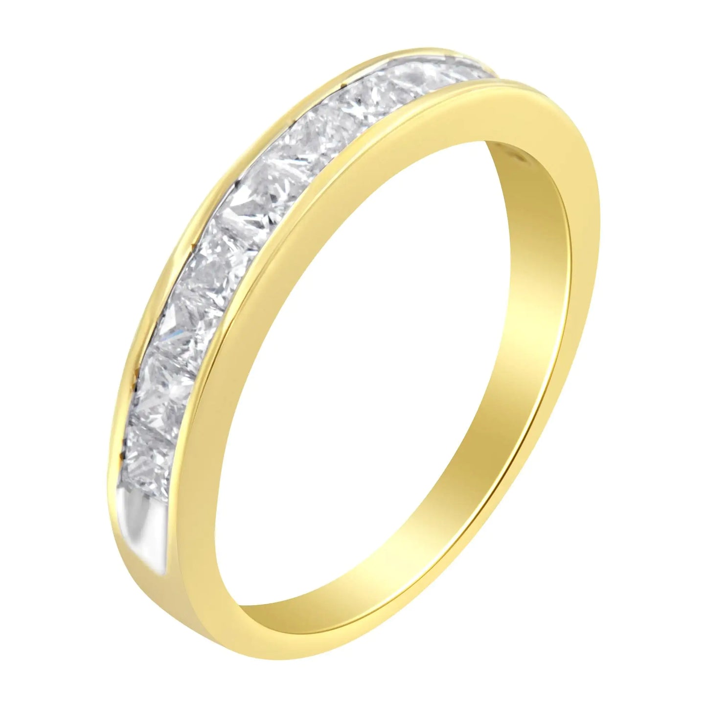 14KT Yellow Gold Diamond Channel Band Ring (1 cttw, H-I Color, SI2-I1 Clarity) - Elegant Emulations