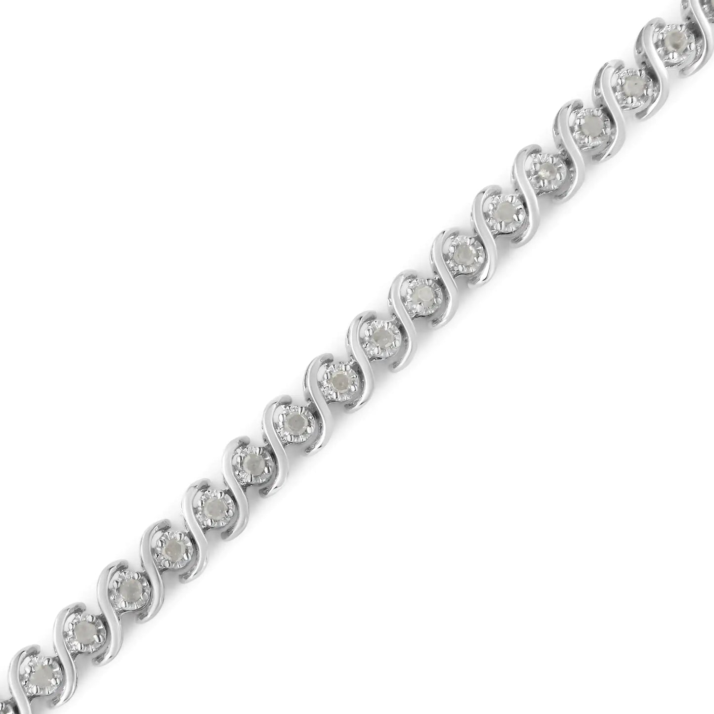 .925 Sterling Silver Round-Cut Diamond Tennis Bracelet